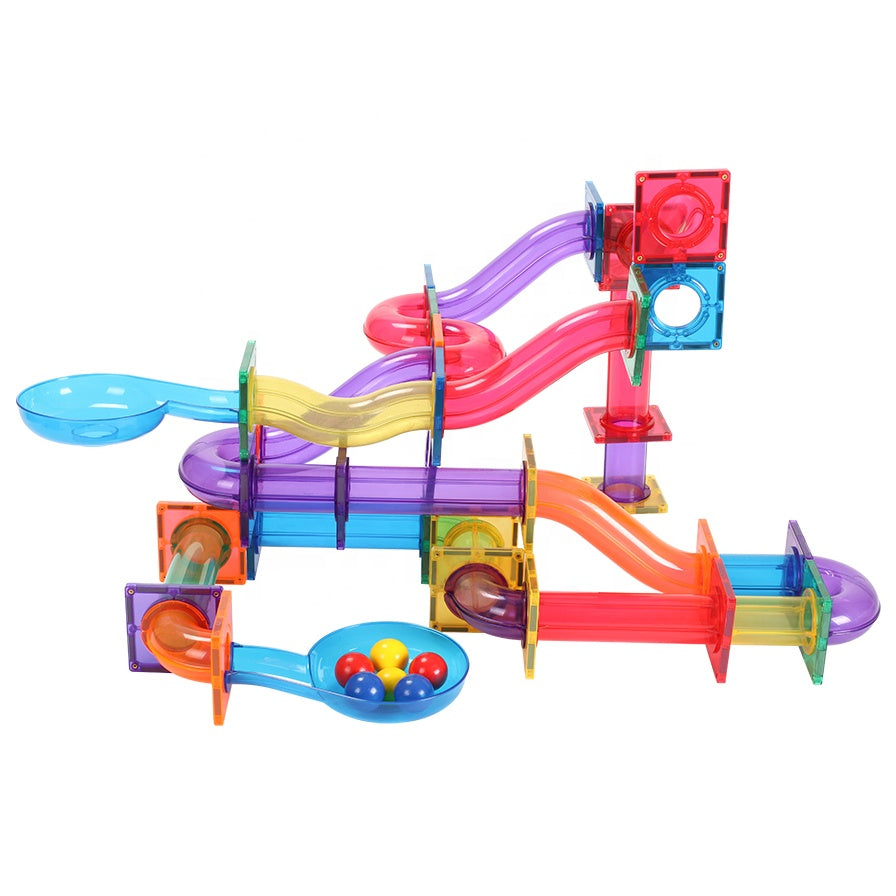 100 Piece Magnetic Tile Marble Run Toy Set