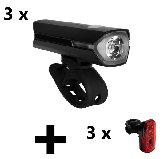 3 x Commute Rechargeable Bicycle Light & Sensor Rear Bicycle Light COMBO