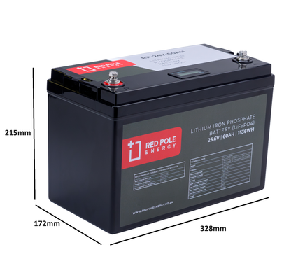 24V 60Ah 1440Wh Lithium Battery - LCD Display