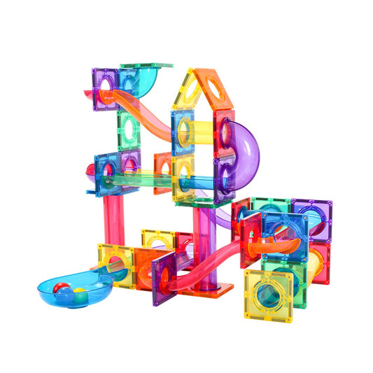 100 Piece Magnetic Tile Marble Run Toy Set