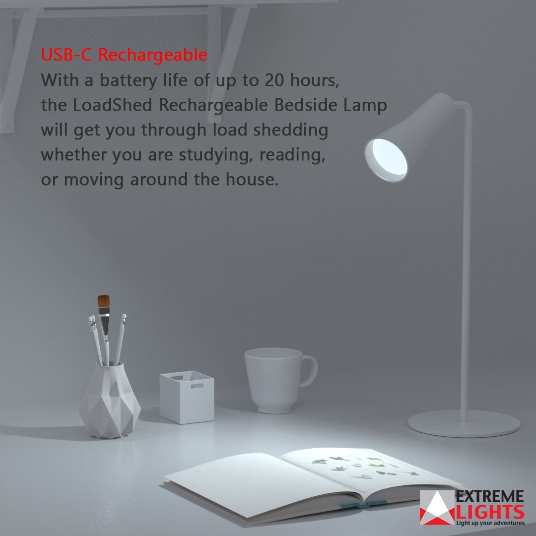 Loadshed Rechargeable Bedside Lamp - White-Set of